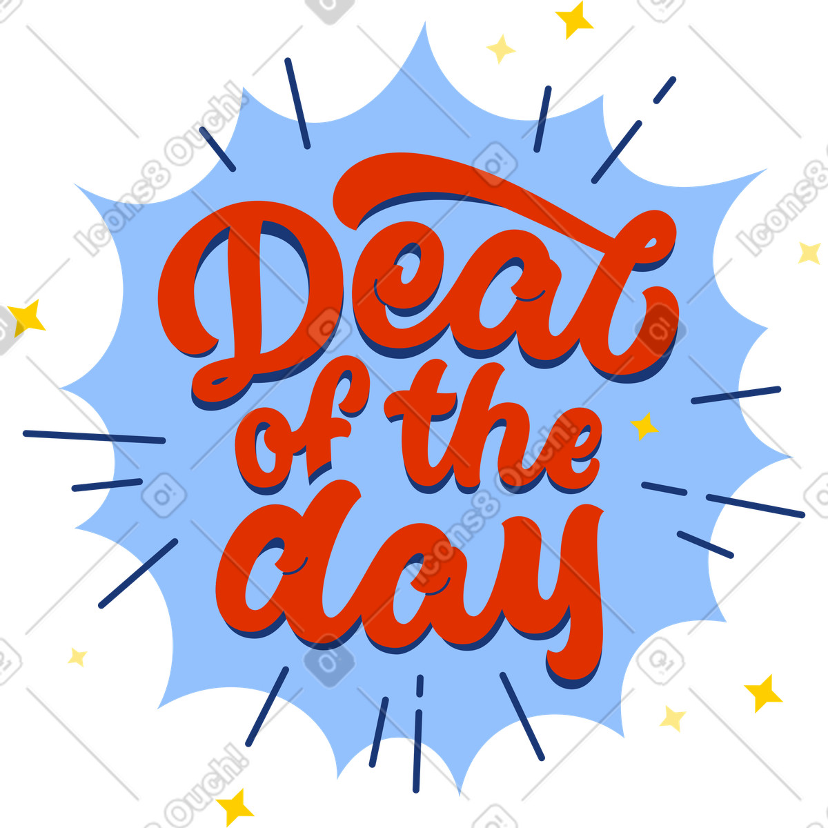 Lettering deal of the day text illustration in style download in PNG, SVG