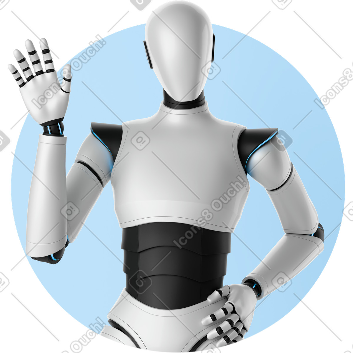 Ilustração de Avatar of waving joyful ai agent em no estilo 3D Business para baixar em PNG, SVG