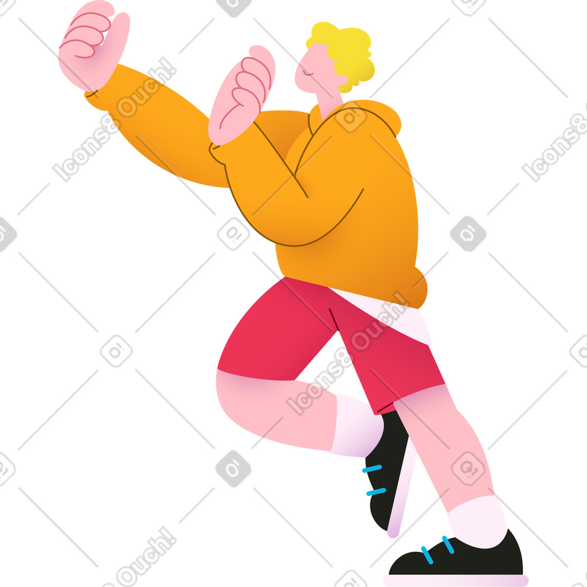 Man reaching forward illustration in Colors style download in PNG, SVG