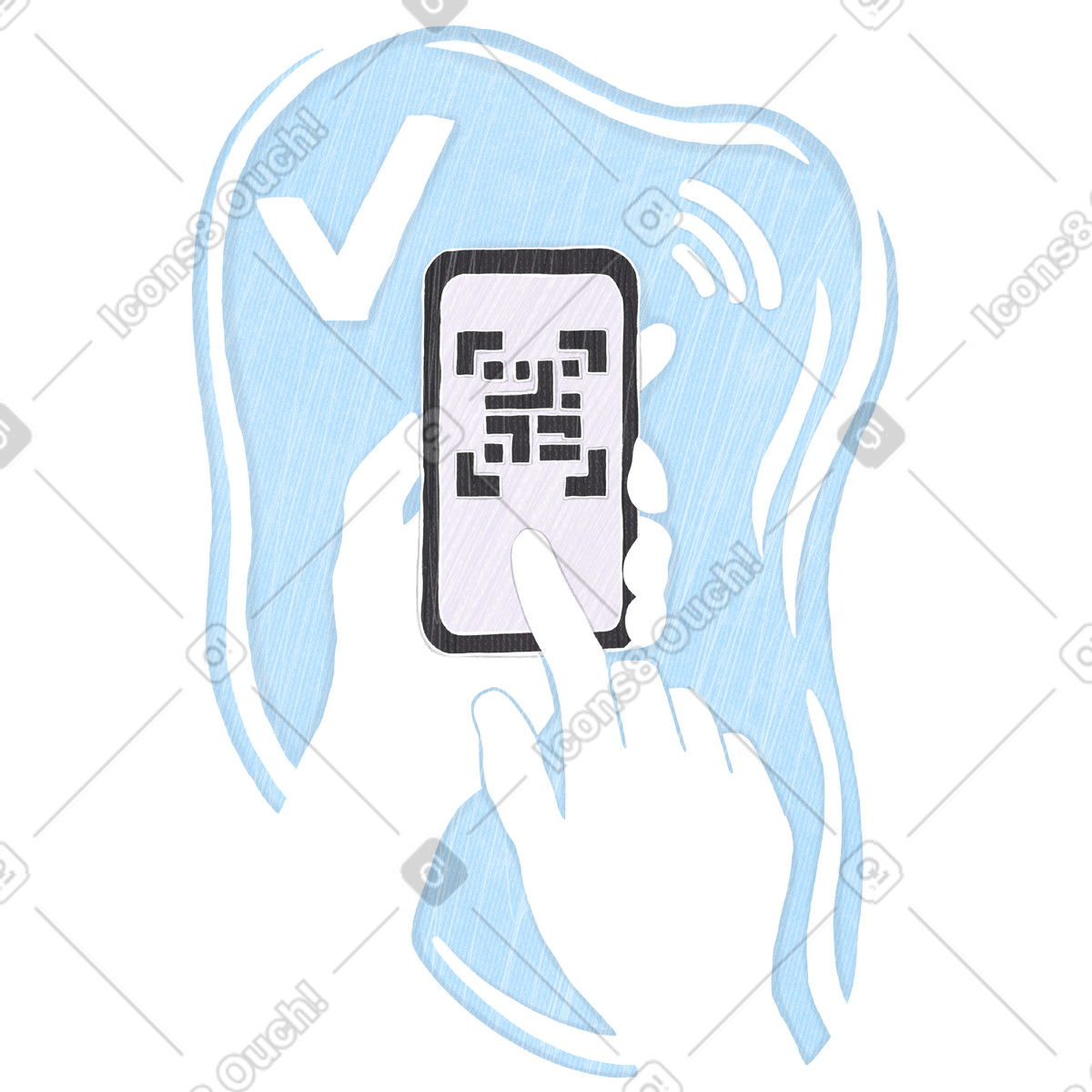 Pagamento contactless tramite telefono tramite qr-code illustration in PNG, SVG