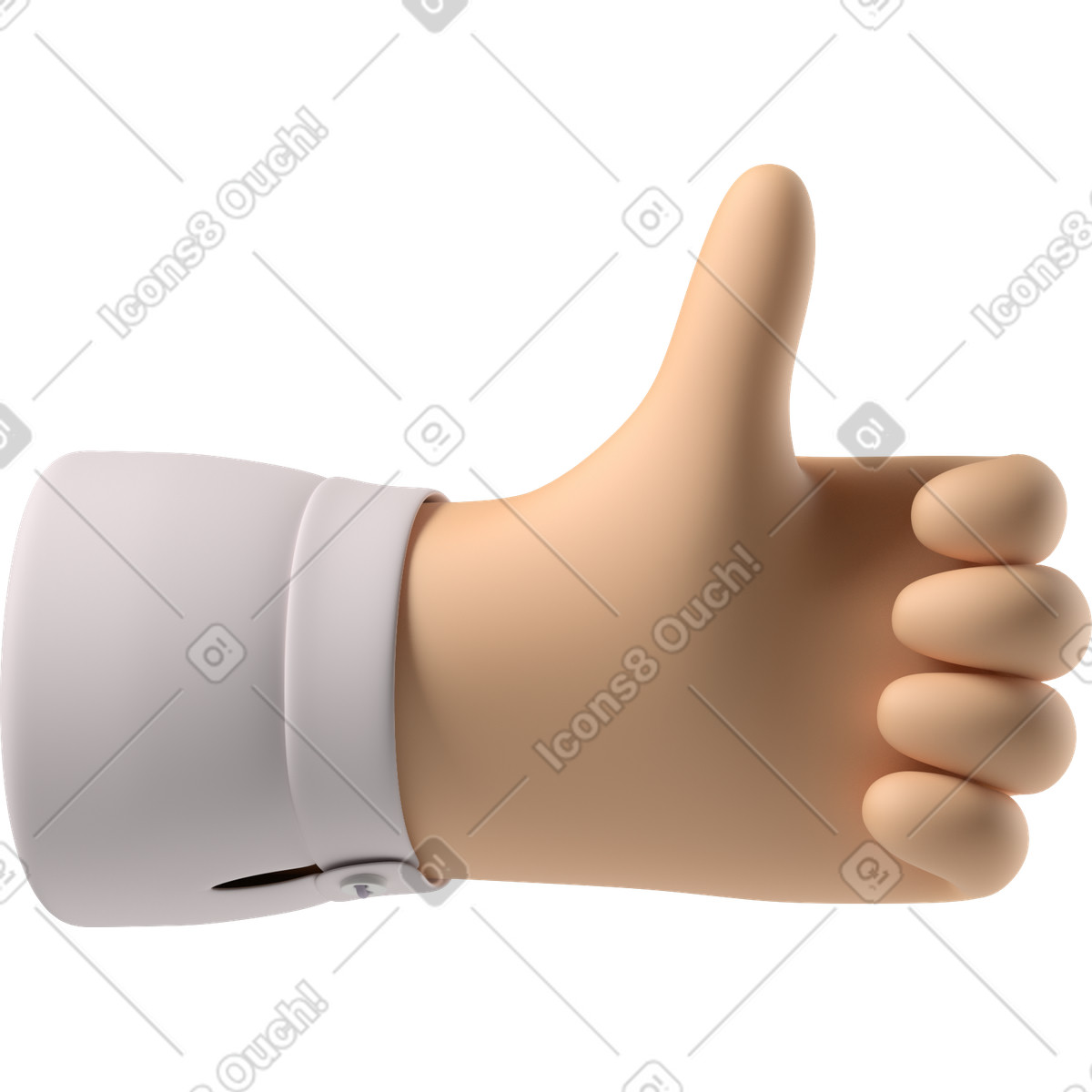 下载 3D Hands Fun&Wild 风格的 白皮肤手竖起大拇指 插画，支持 PNG、SVG 格式