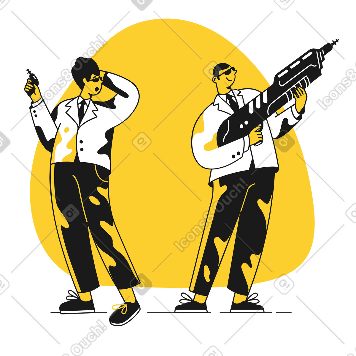 Fantastiche guardie di sicurezza con armi illustrazione in stile Taxi scarica in PNG, SVG