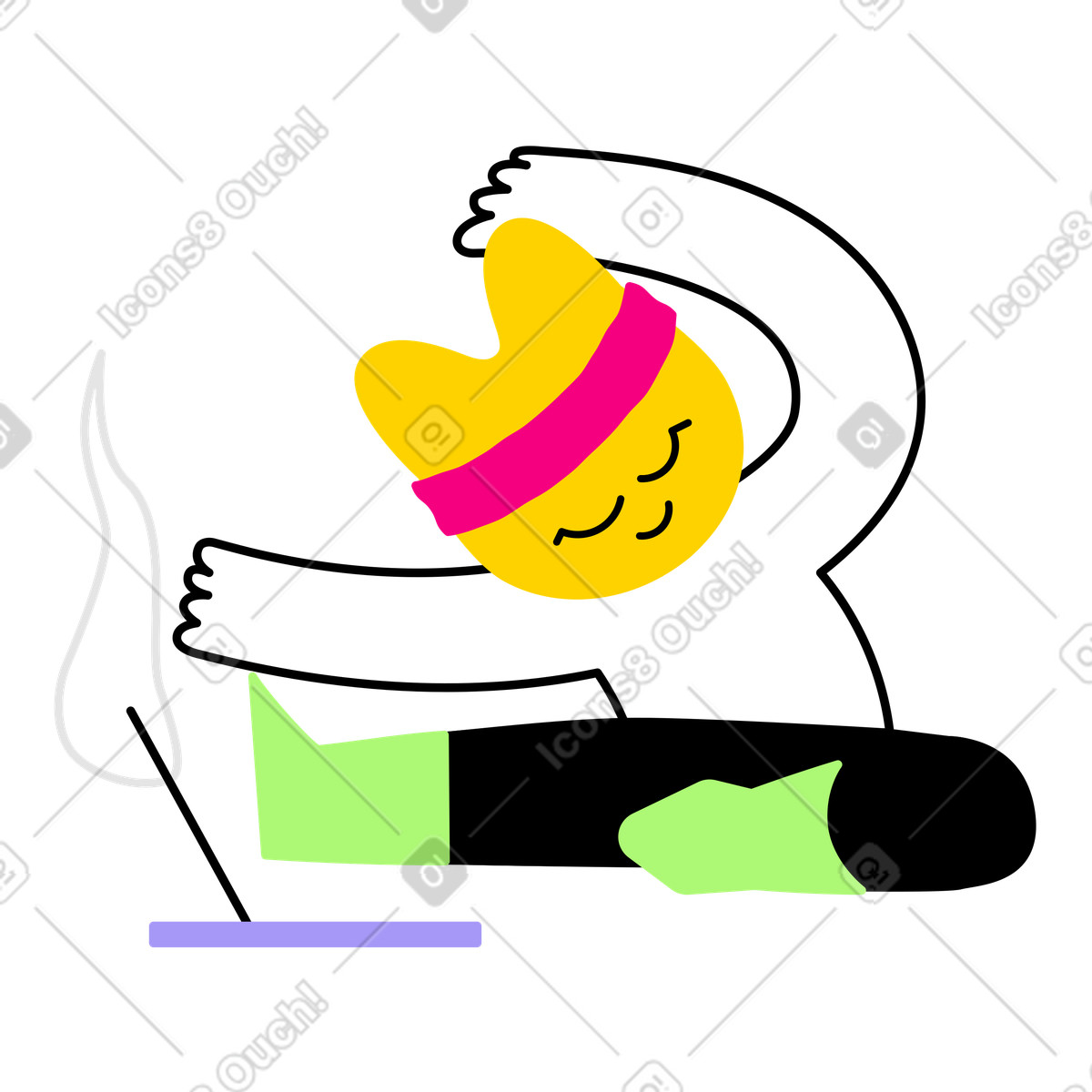 Illustration Personnage faisant du yoga à la maison dans le style Giggle télécharger aux formats PNG, SVG