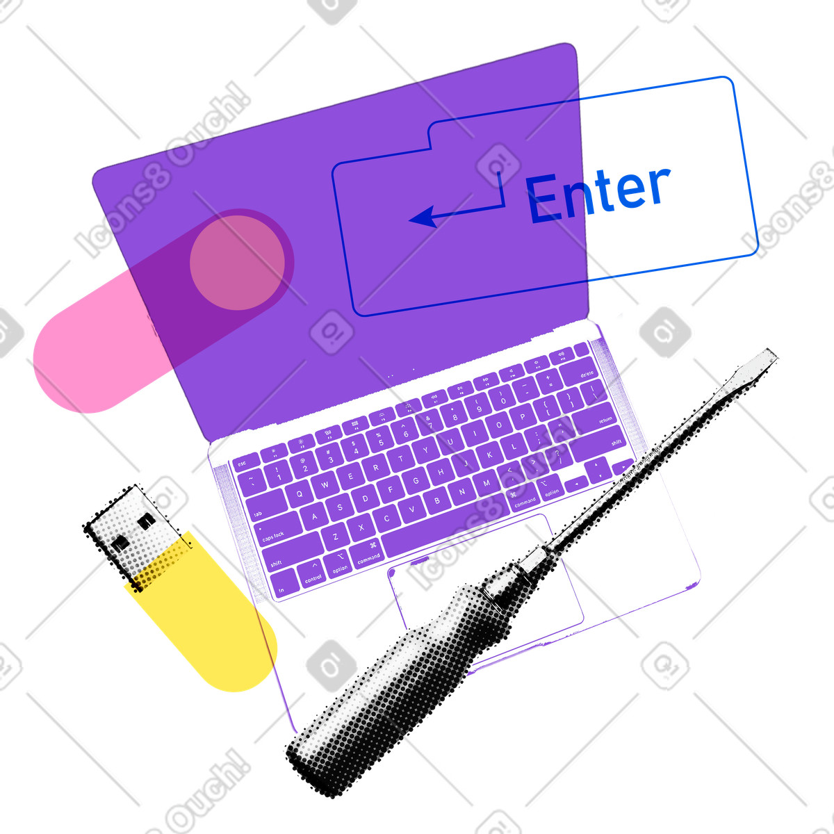 Computer technical support service illustration in PNG, SVG