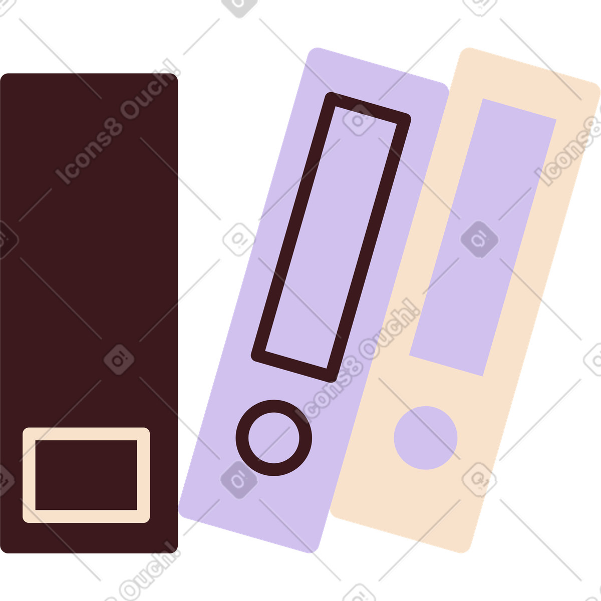 Ilustración Tres carpetas verticalmente en estilo Folks a descargar en PNG y SVG