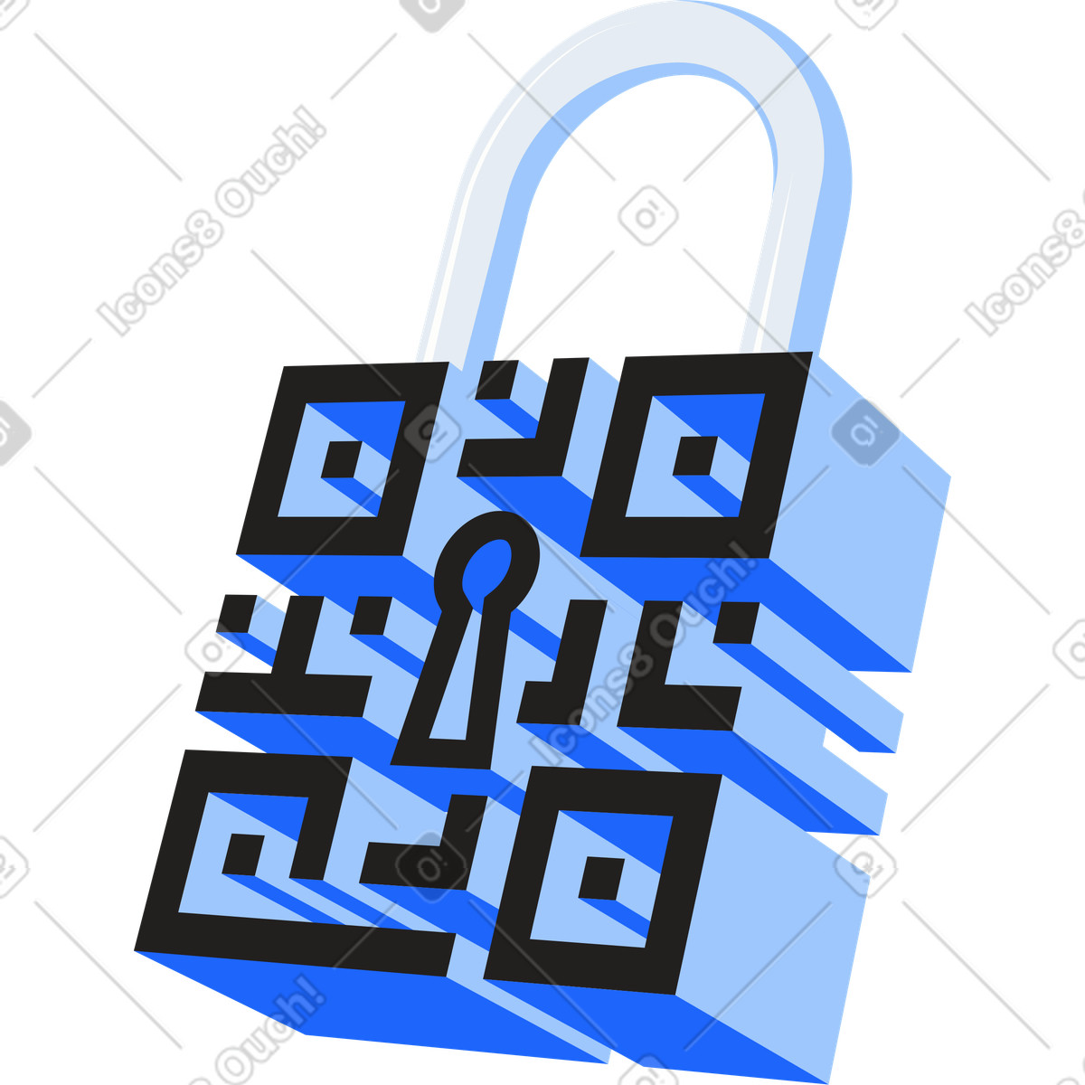 Иллюстрация Qr-код в виде замка стиле Editorial — скачать форматах PNG, SVG