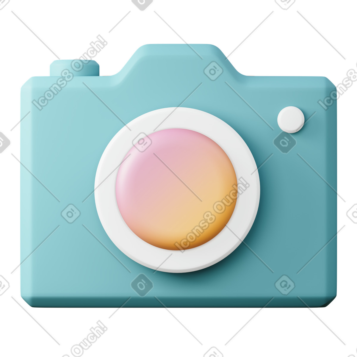 Turquoise point and shoot camera illustration in 3D Sugary style download in PNG, SVG