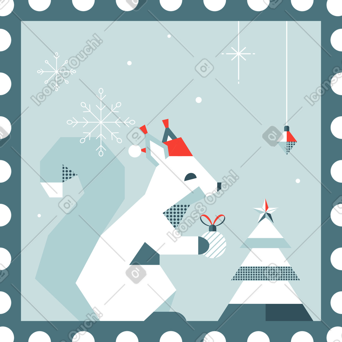 下载 Nordic 风格的 邮票松鼠 插画，支持 PNG、SVG 格式
