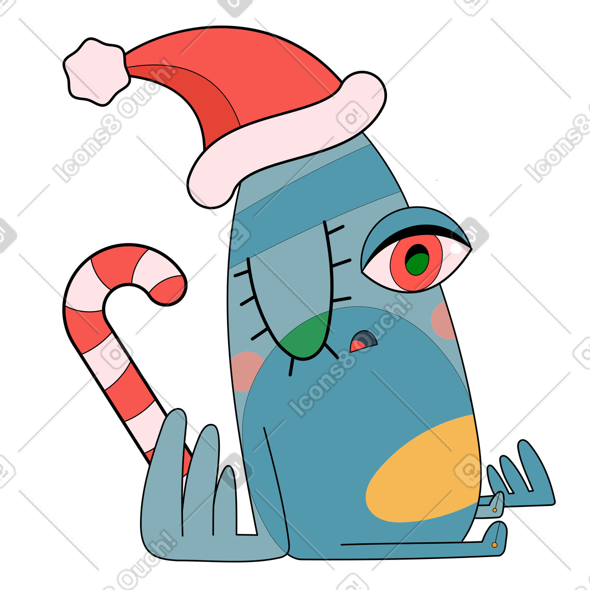 Weihnachts zuckerstange-Illustration im Surr-Stil als Download in PNG, SVG