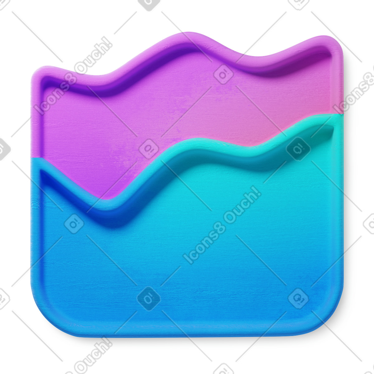 Ilustração de Wave chart shape with purple and blue gradient color blocks em no estilo 3D Microsoft Fluent illustration para baixar em PNG, SVG