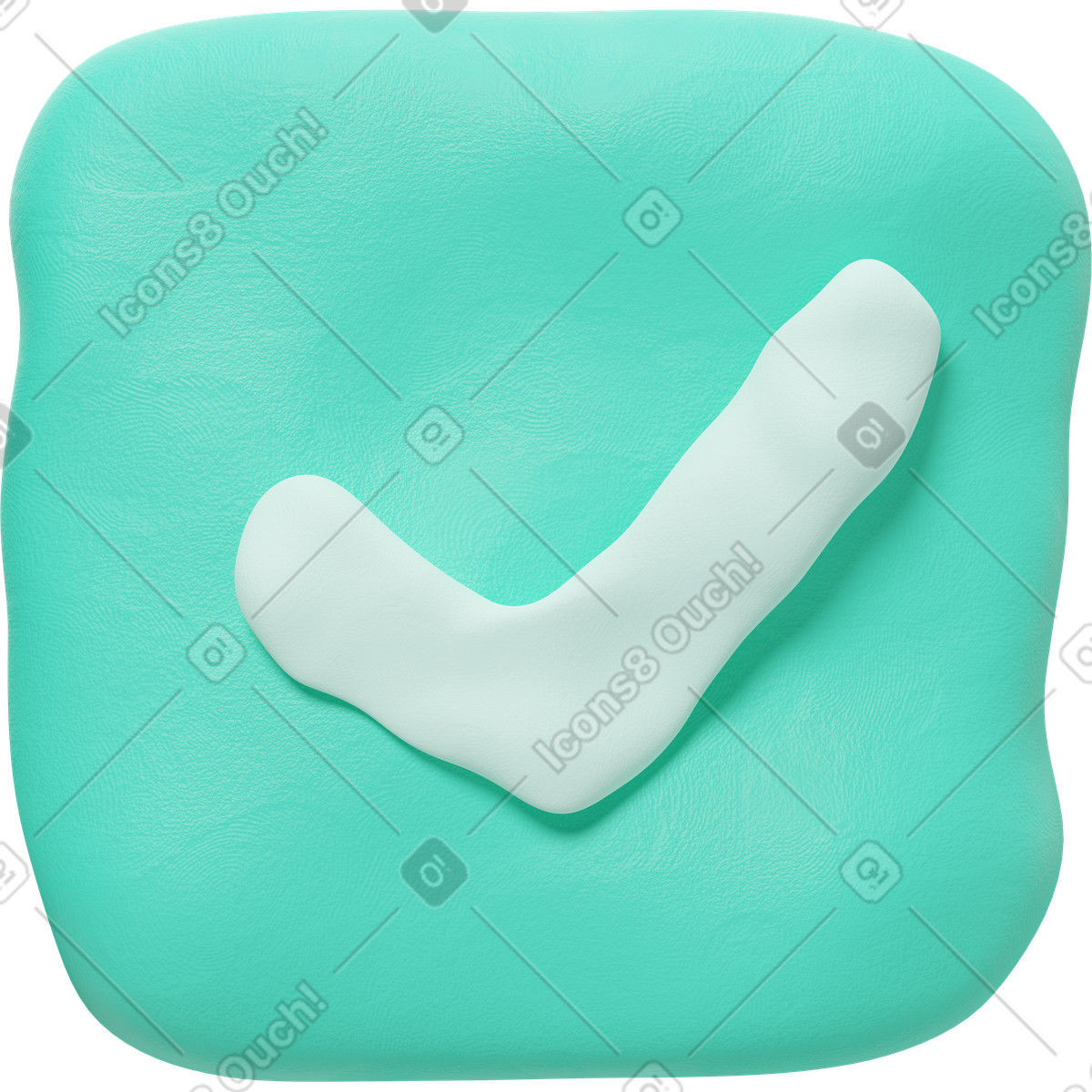 Illustration Case à cocher vert clair dans le style 3D Plastilina télécharger aux formats PNG, SVG