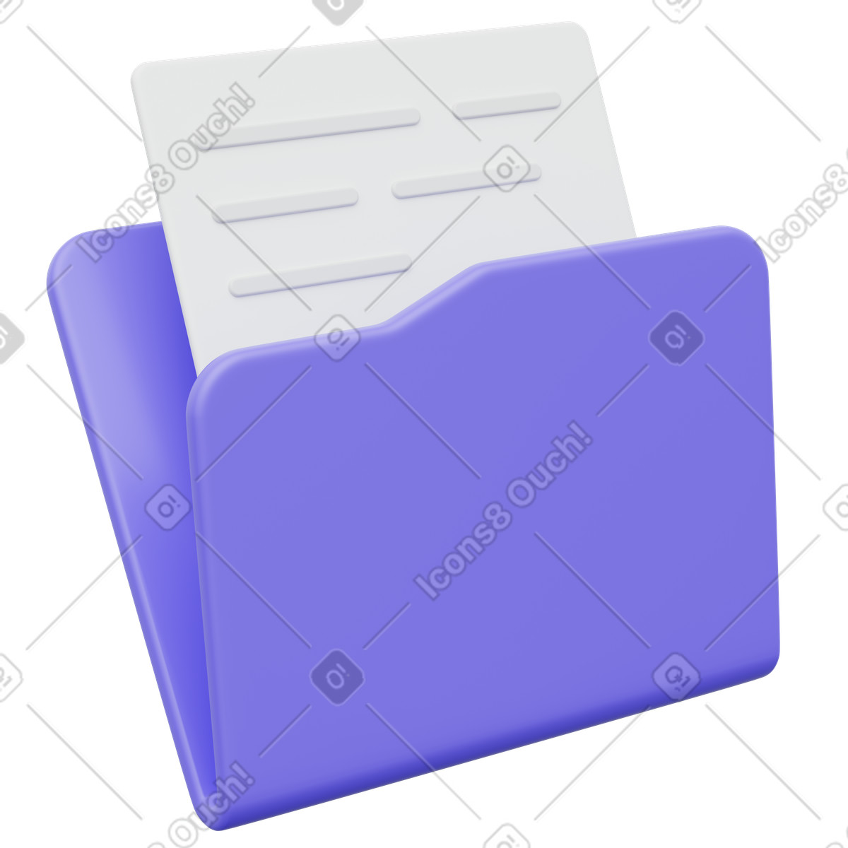 Folder document icon representing digital file storage and records management illustration in 3D Playful style download in PNG, SVG