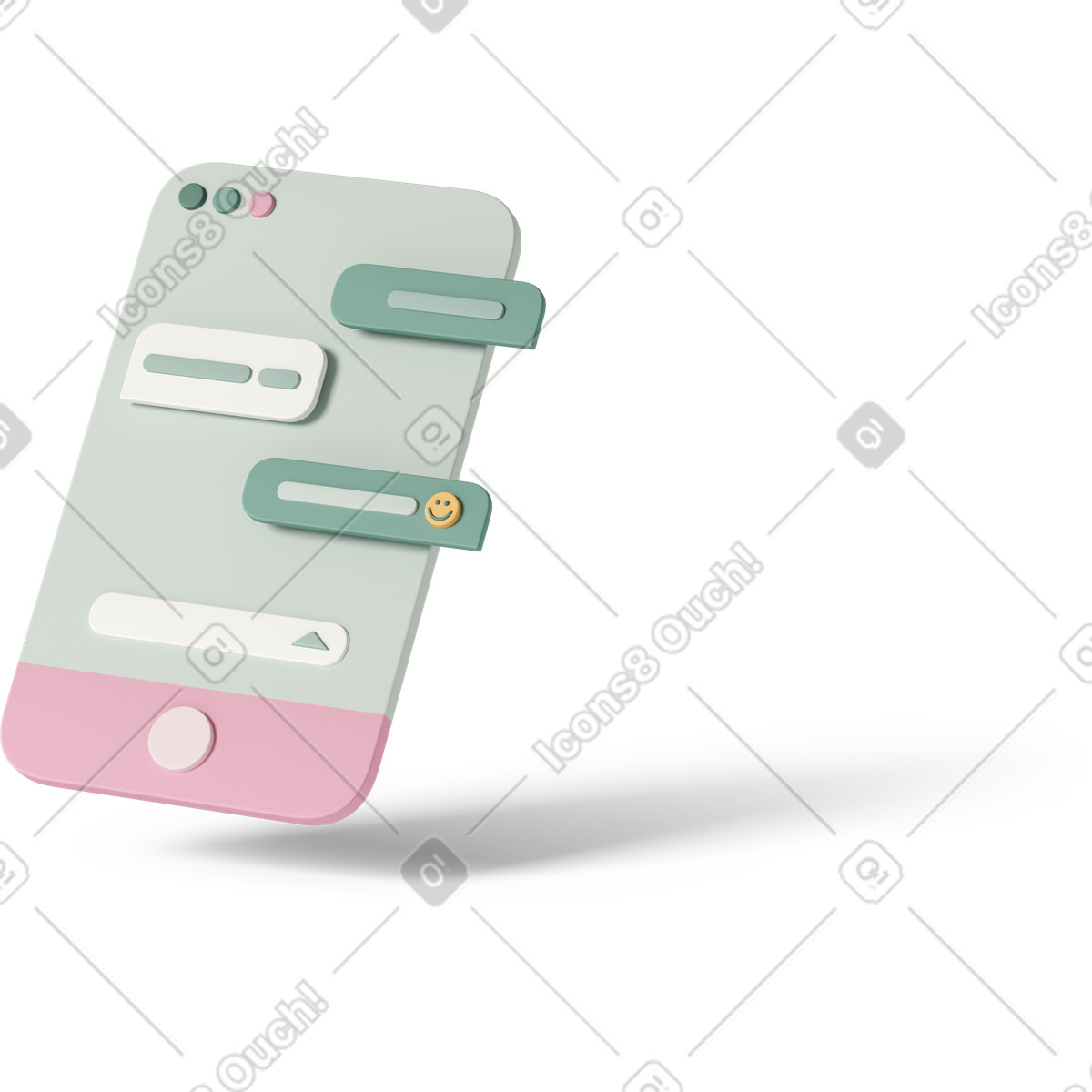 Mobile phone chat message notifications illustration in PNG, SVG