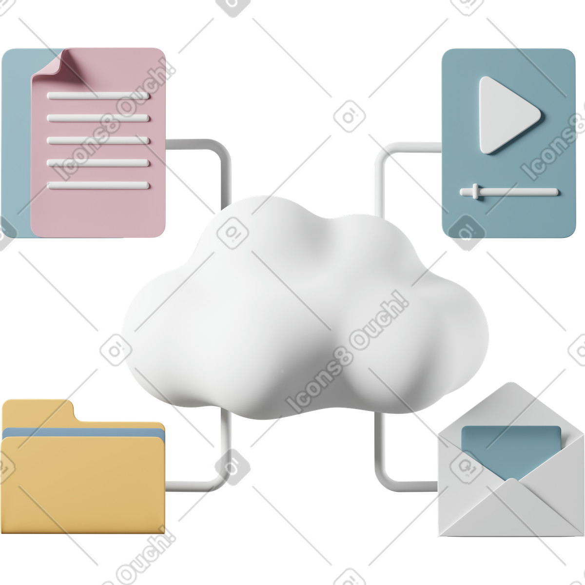 3D Casual life スタイルの Cloud archive のイラストをPNG、SVG形式でダウンロード