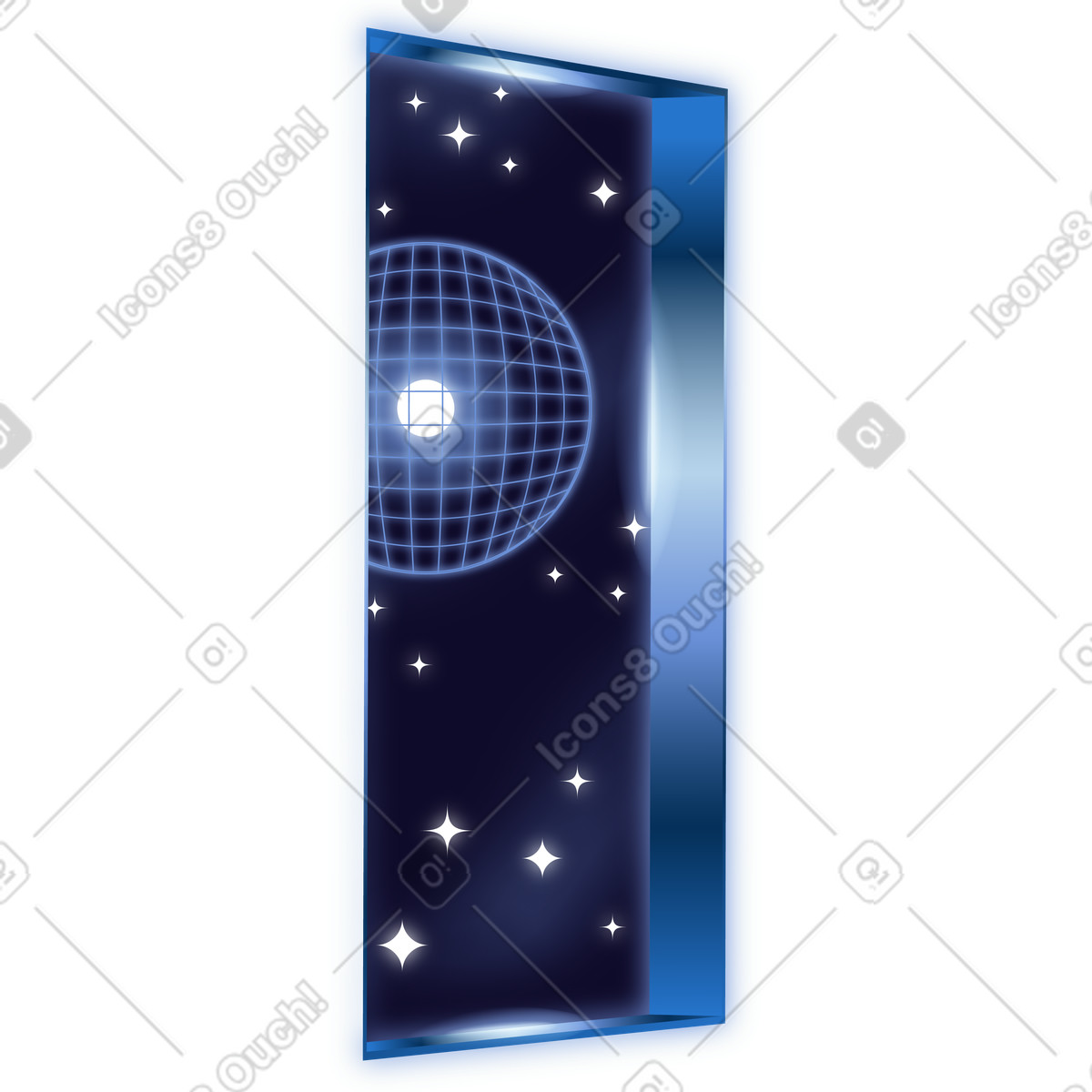 Cosmic portal with glowing starry space and digital globe illustrazione in stile Dimension scarica in PNG, SVG