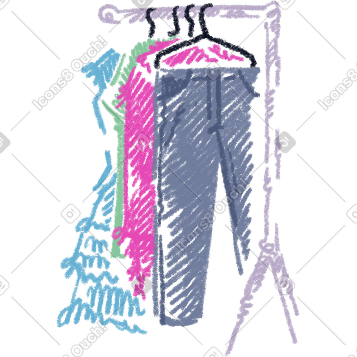 Outdoor clothes rack illustrazione in stile Sketchbook scarica in PNG, SVG