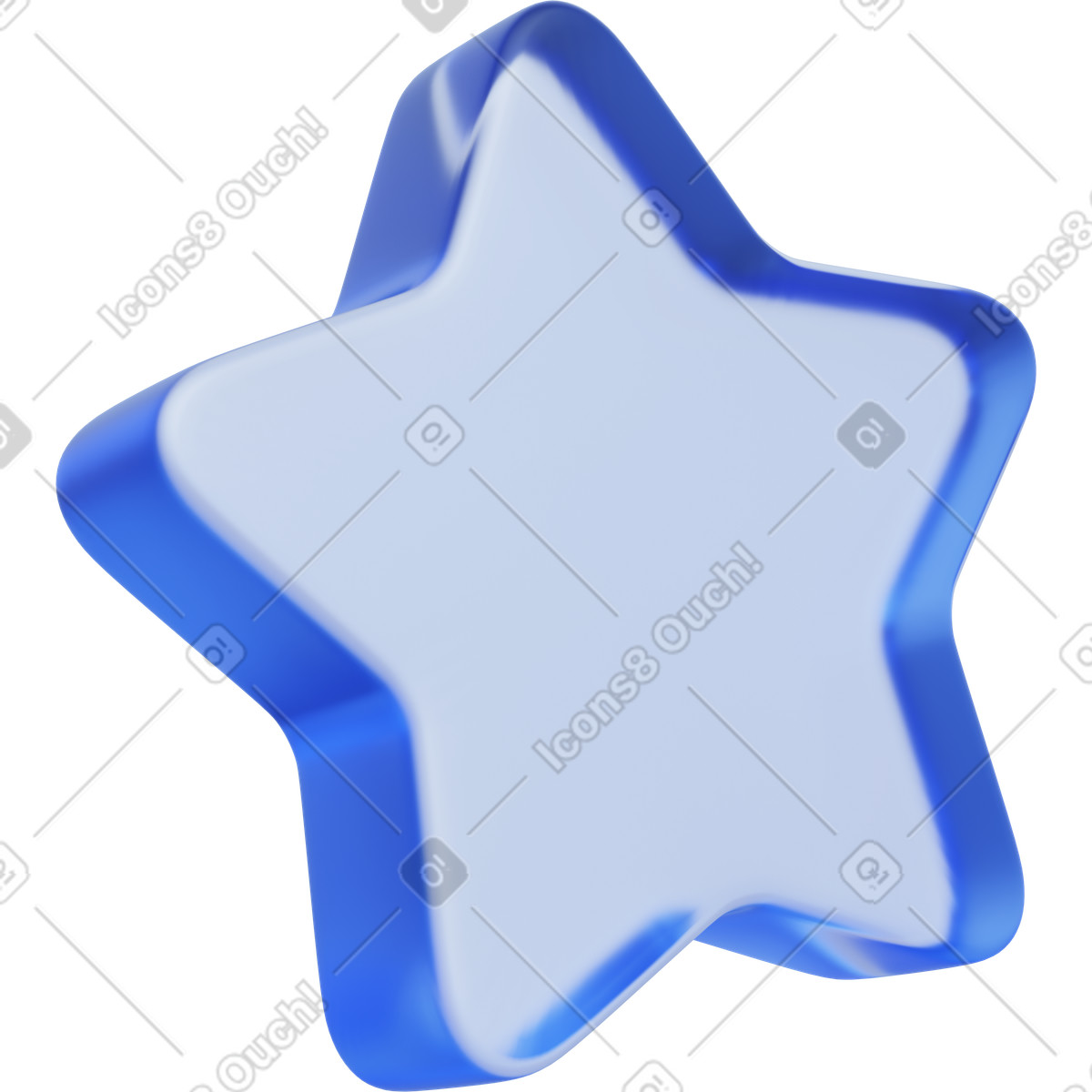 Ilustración Estrella de cristal azul 3d, icono recompensa brillante, símbolo favoritos en estilo 3D Playful a descargar en PNG y SVG