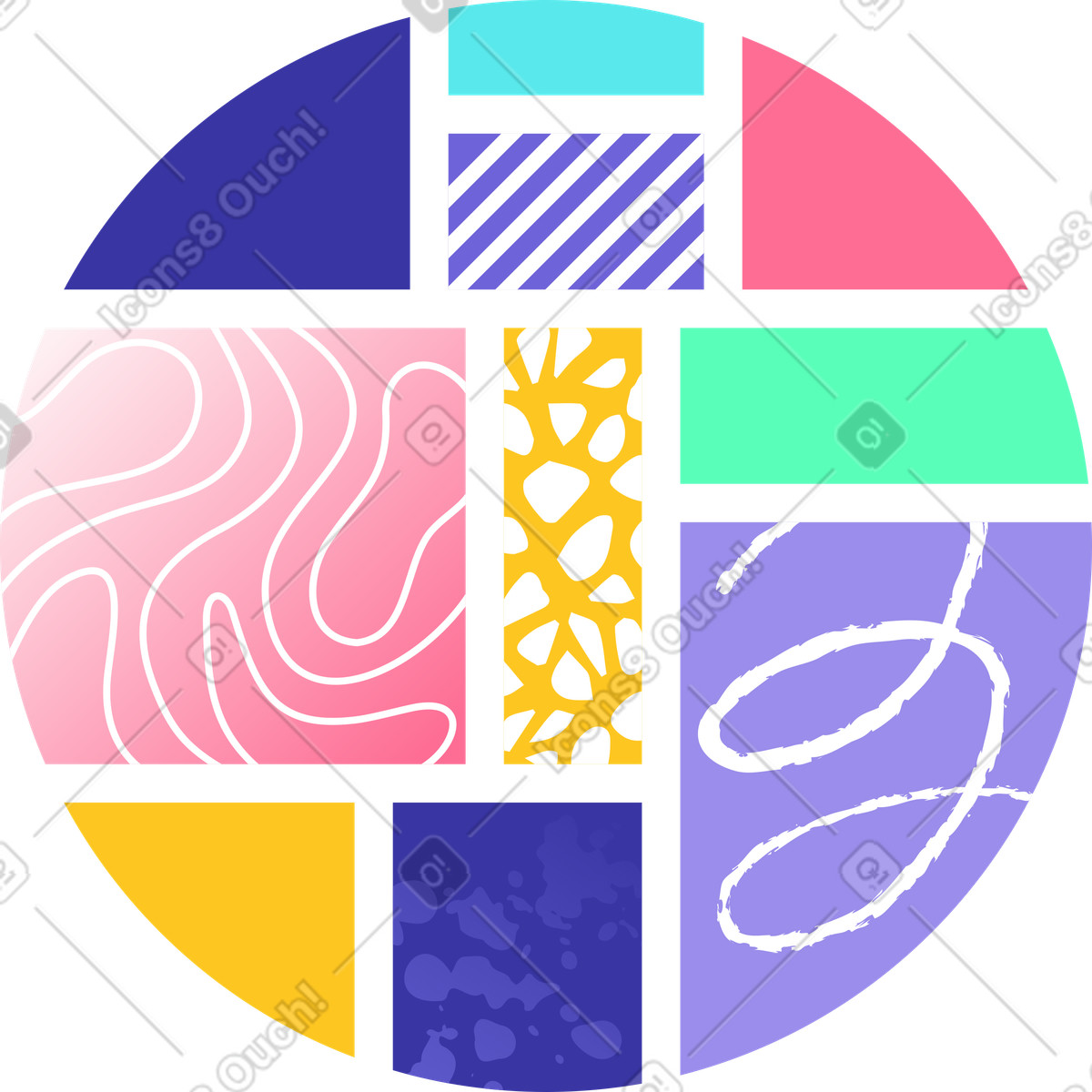 Cerchio con parti di texture illustrazione in stile Bright scarica in PNG, SVG