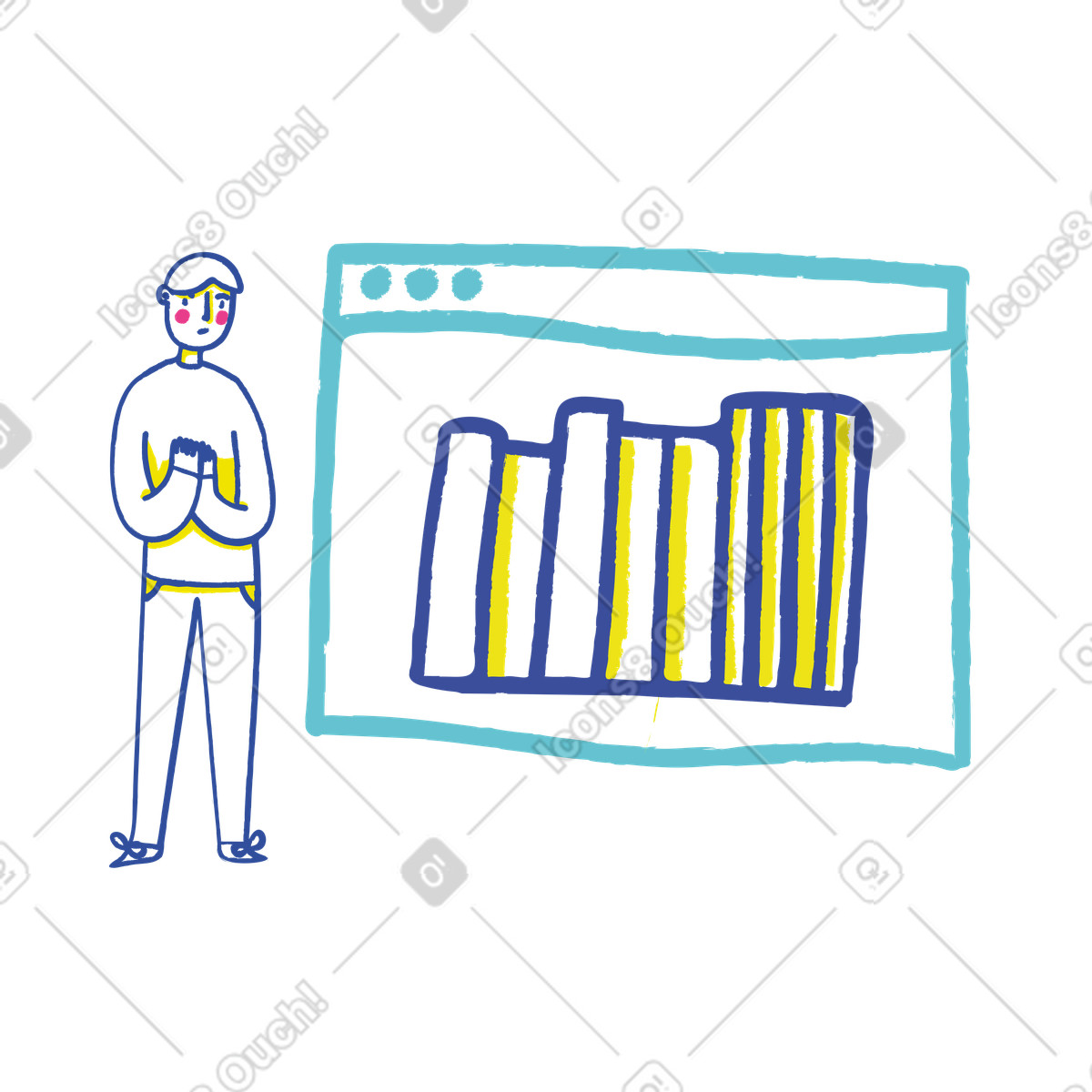 Ilustración Empleado de oficina dando una presentación sobre análisis en estilo Lime a descargar en PNG y SVG