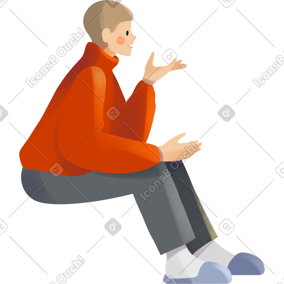 下载 Shine 风格的 Young man sitting and talking 插画，支持 PNG、SVG 格式
