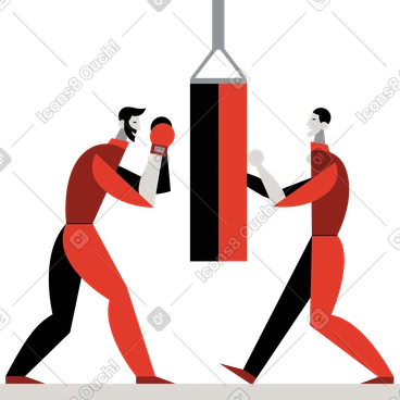 Entraînement des boxeurs avec sac de boxe PNG, SVG