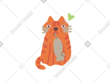 Orange cat holding a mouse PNG, SVG