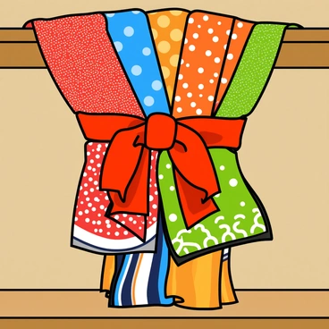 A variety of patterned scarves artfully bundled together in a store display