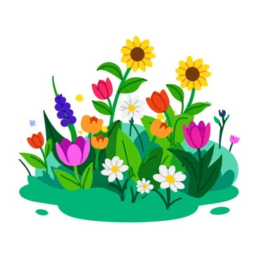 A vibrant garden filled with a variety of flowers in full bloom. Each flower represents different counterarguments, showcasing diverse colors and shapes. Among these are tall sunflowers symbolizing strong arguments, standing prominently against the backdrop of smaller daisies and tulips. The scene depicts a harmonious coexistence of the flowers, with some vines intertwining around the stems, illustrating the dynamic nature of debate. The sunlight casts gentle shadows on the ground, enhancing the vivid colors of the petals and leaves.