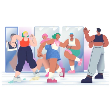 Dancers frantically practicing their routine backstage before a big performance