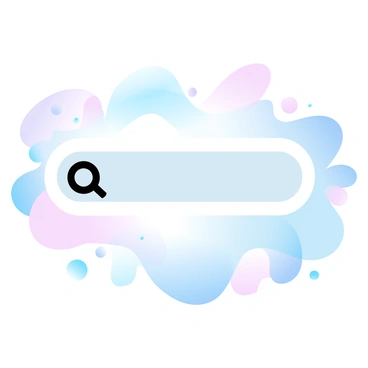 A search bar is prominently placed in the center of a piece of abstract artwork filled with vibrant gradient pastel colors. The background features swirling patterns and shapes that blend seamlessly into one another, creating a dynamic visual experience. The search bar itself is sleek and modern, contrasting with the fluid shapes and colors surrounding it. Various colorful elements radiate from the search bar, enhancing its visibility and drawing attention to it. The overall composition showcases the interaction between technology and artistic expression.