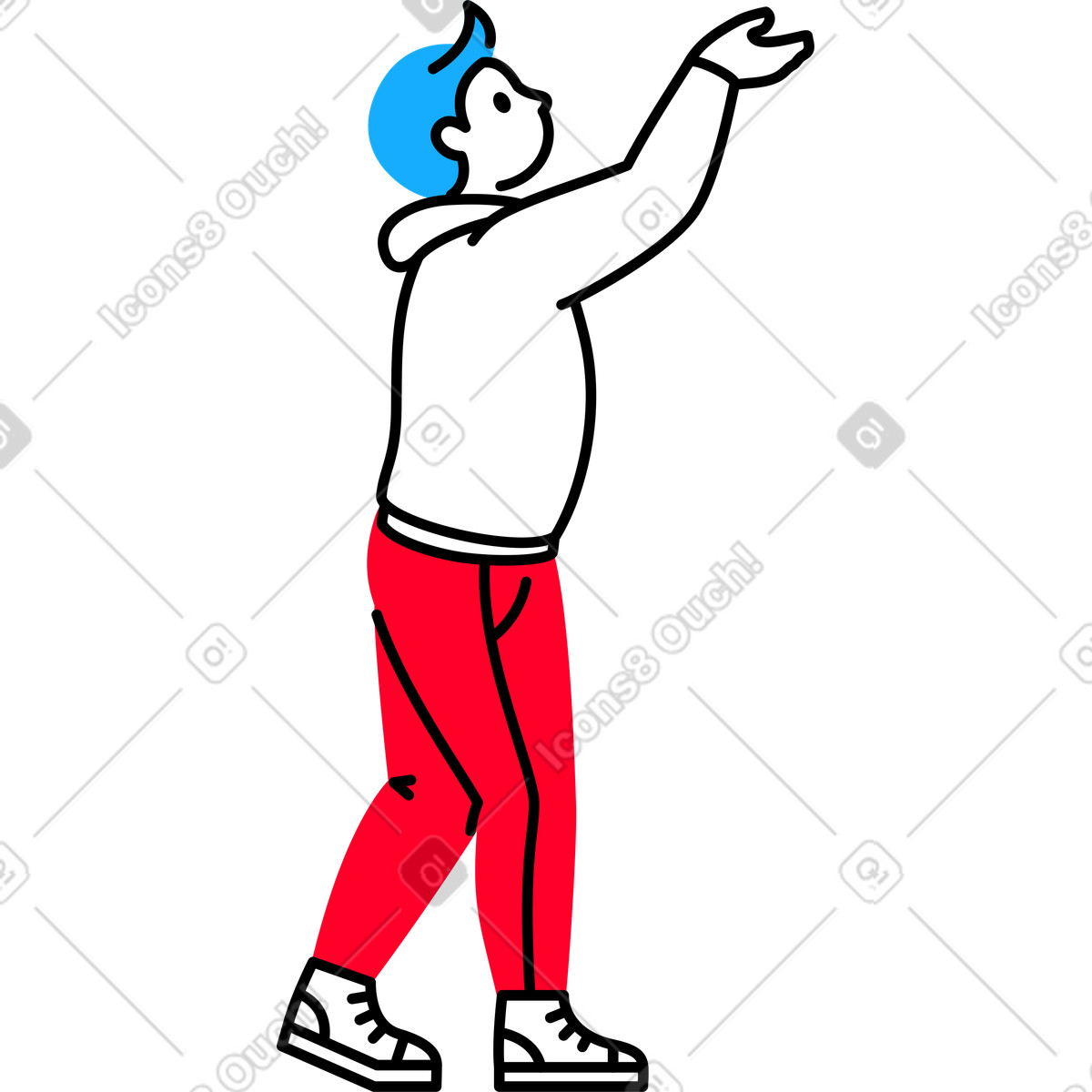 Mann hob seine hände-Illustration im Transistor-Stil als Download in PNG, SVG