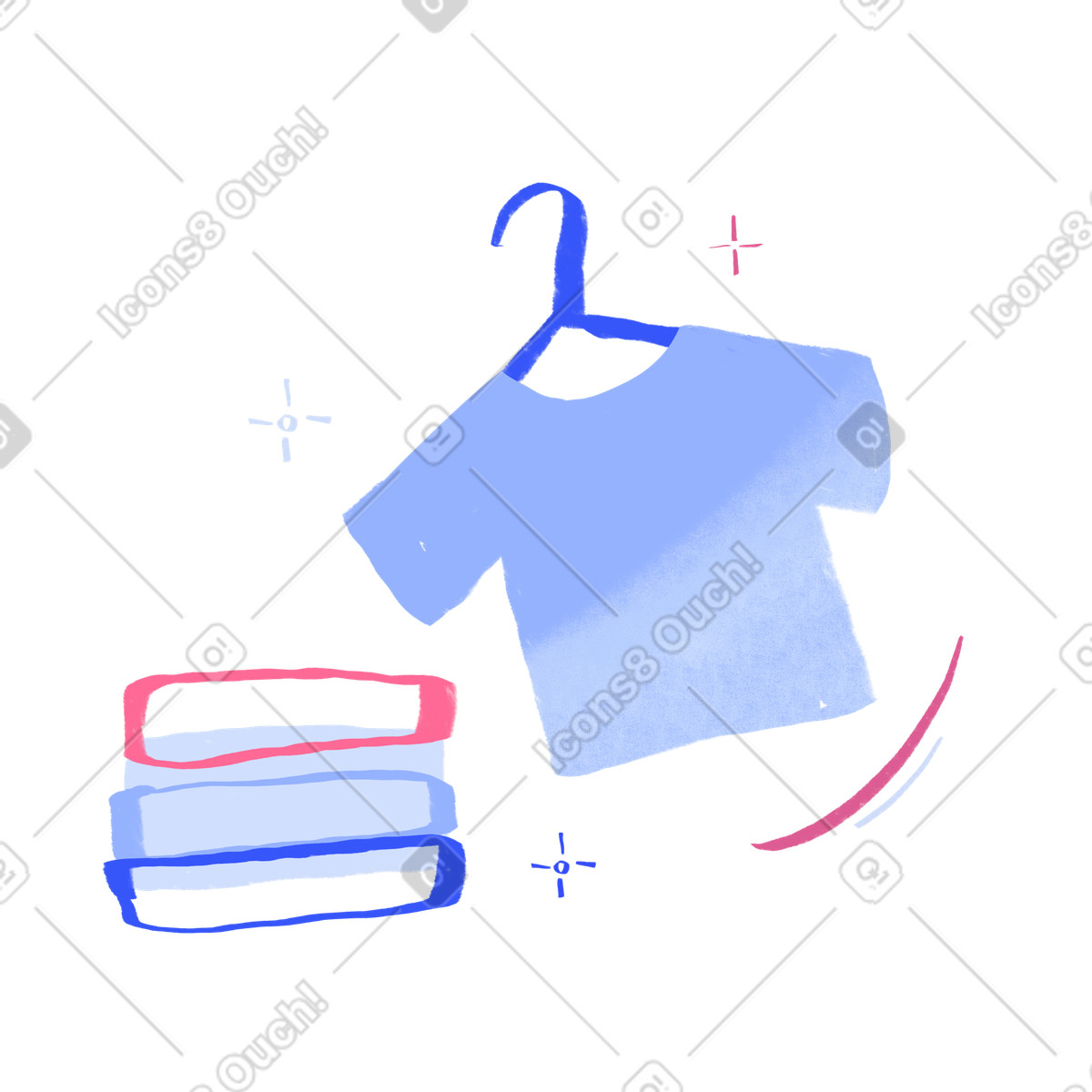 T-shirt and stack of clothes illustration in Quirky style download in PNG, SVG