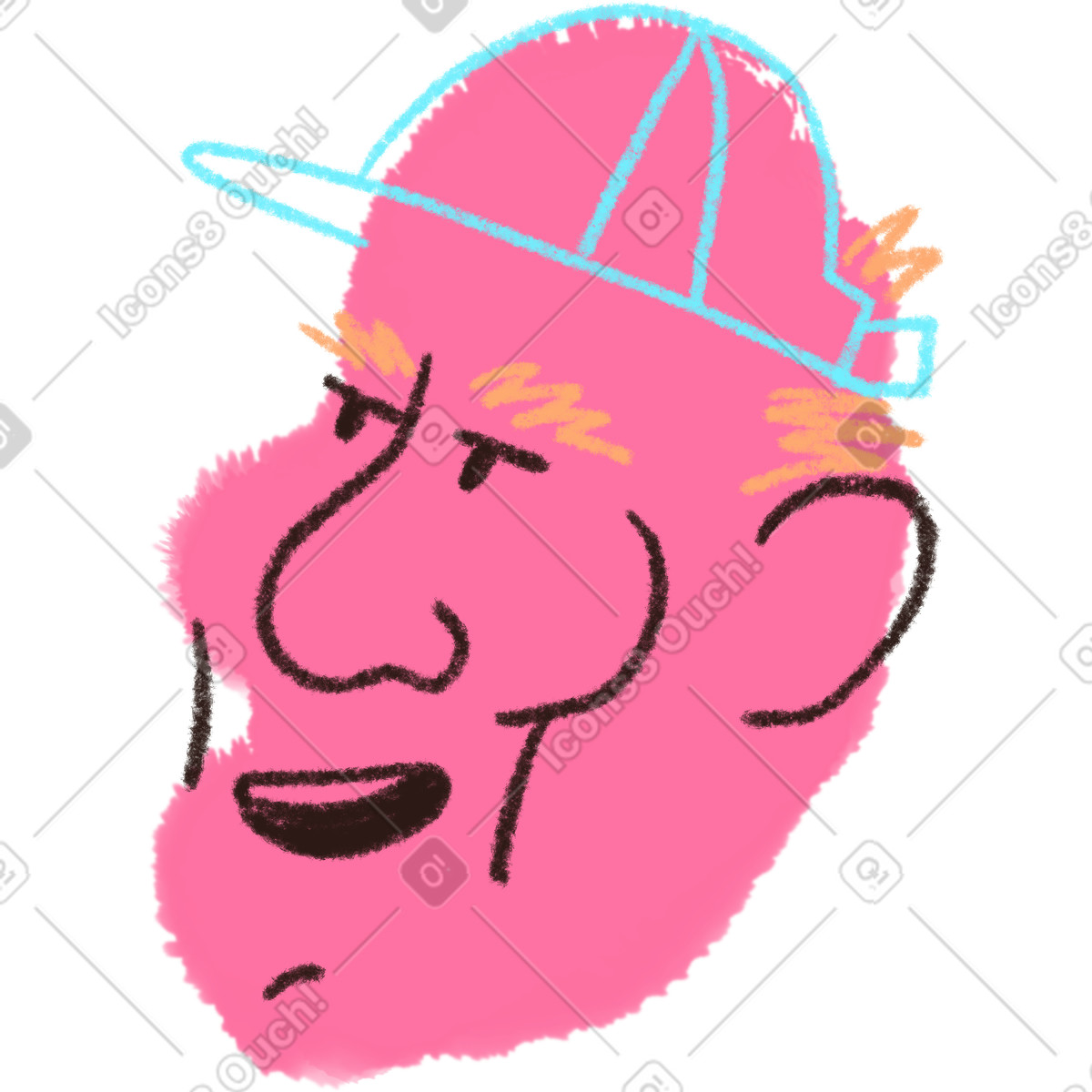 Man in the cap illustrazione stile Blobby scarica PNG, SVG
