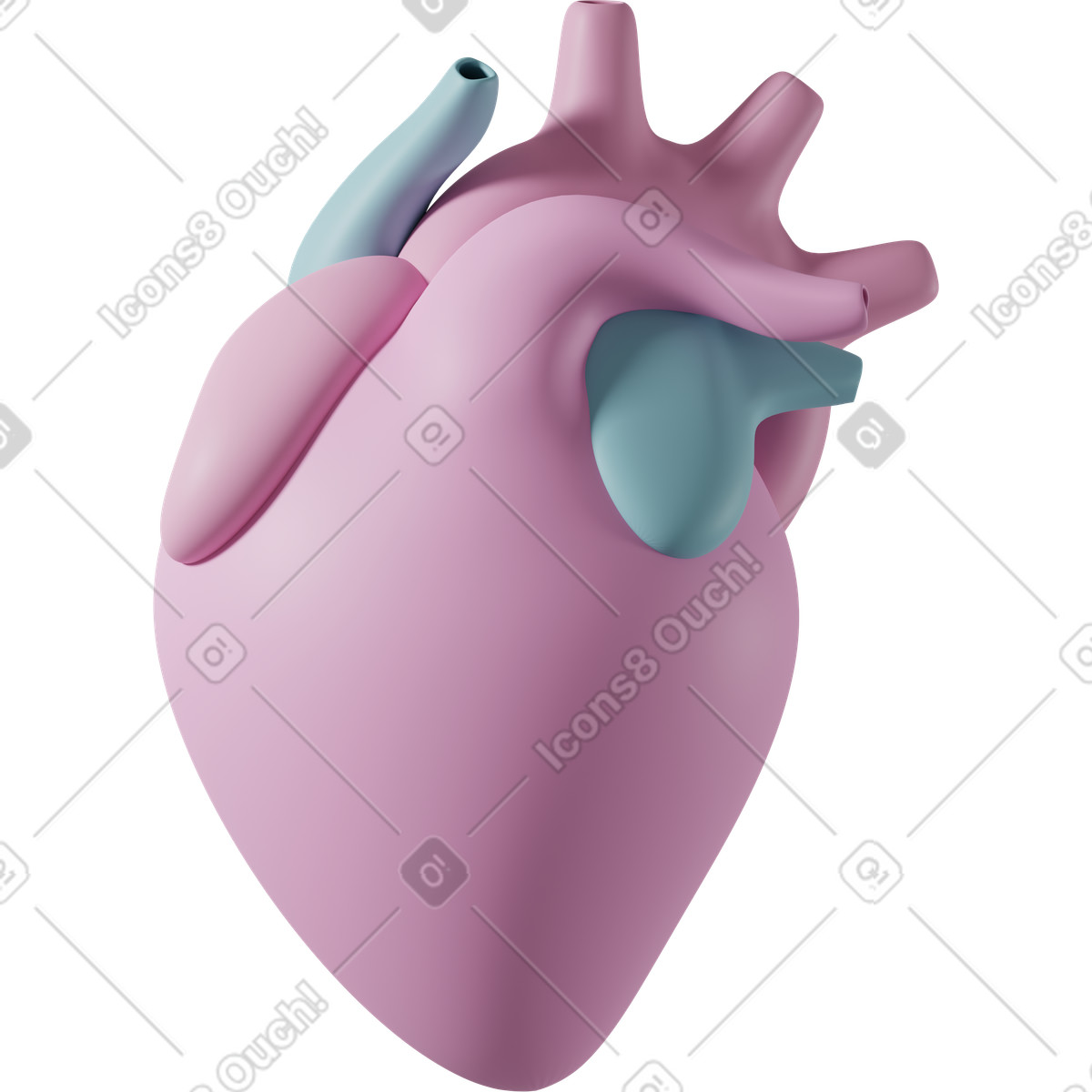 Pink heart illustrazione in stile 3D Casual life scarica in PNG, SVG