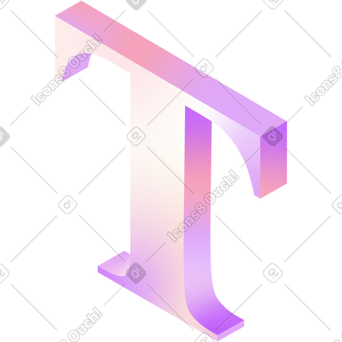 Ilustración Letra t isométrica en estilo Glare a descargar en PNG y SVG
