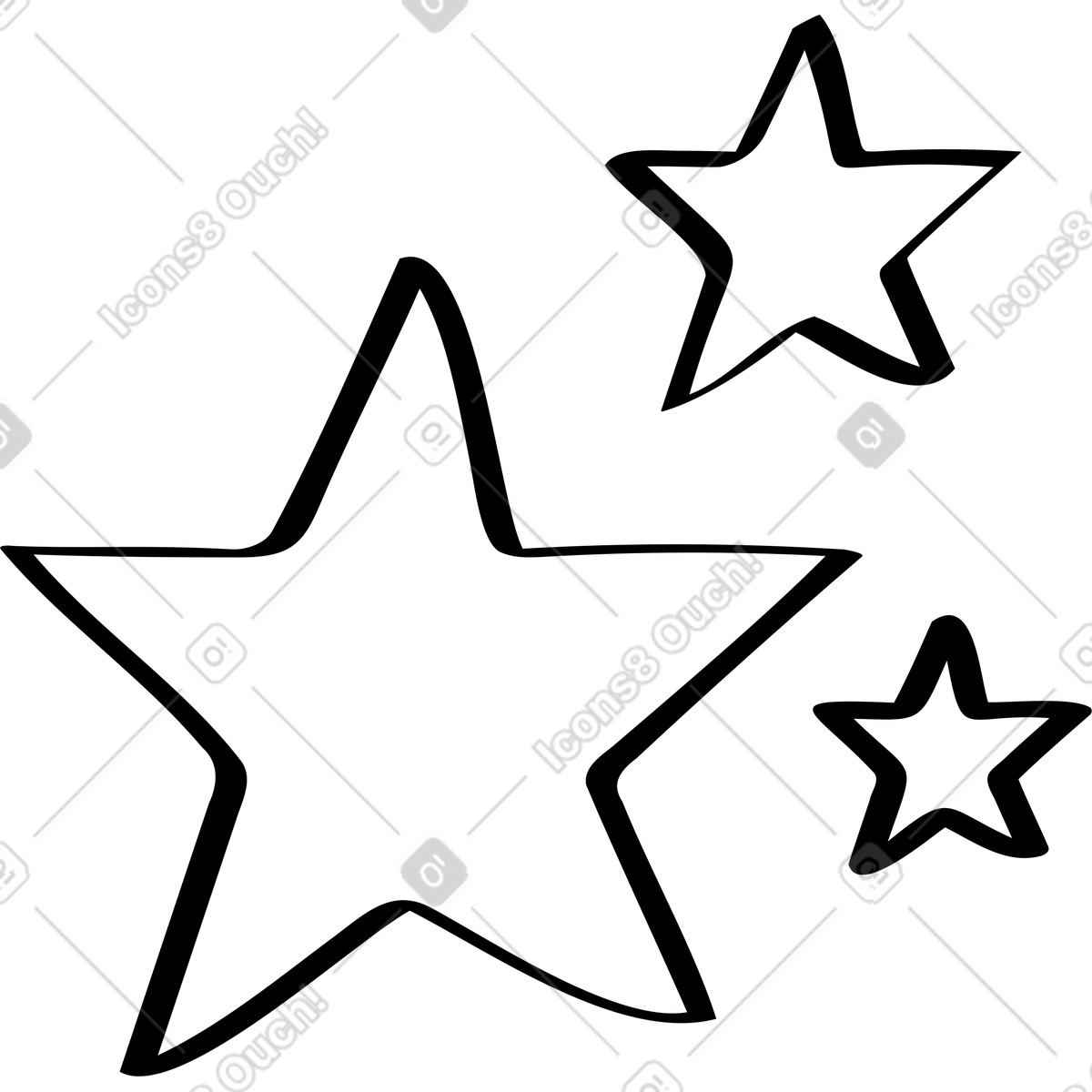 Tre stelle nere illustrazione in stile Twirl scarica in PNG, SVG