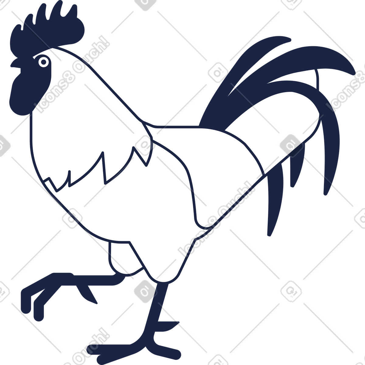 Rooster illustration in Urban Line style download in PNG, SVG