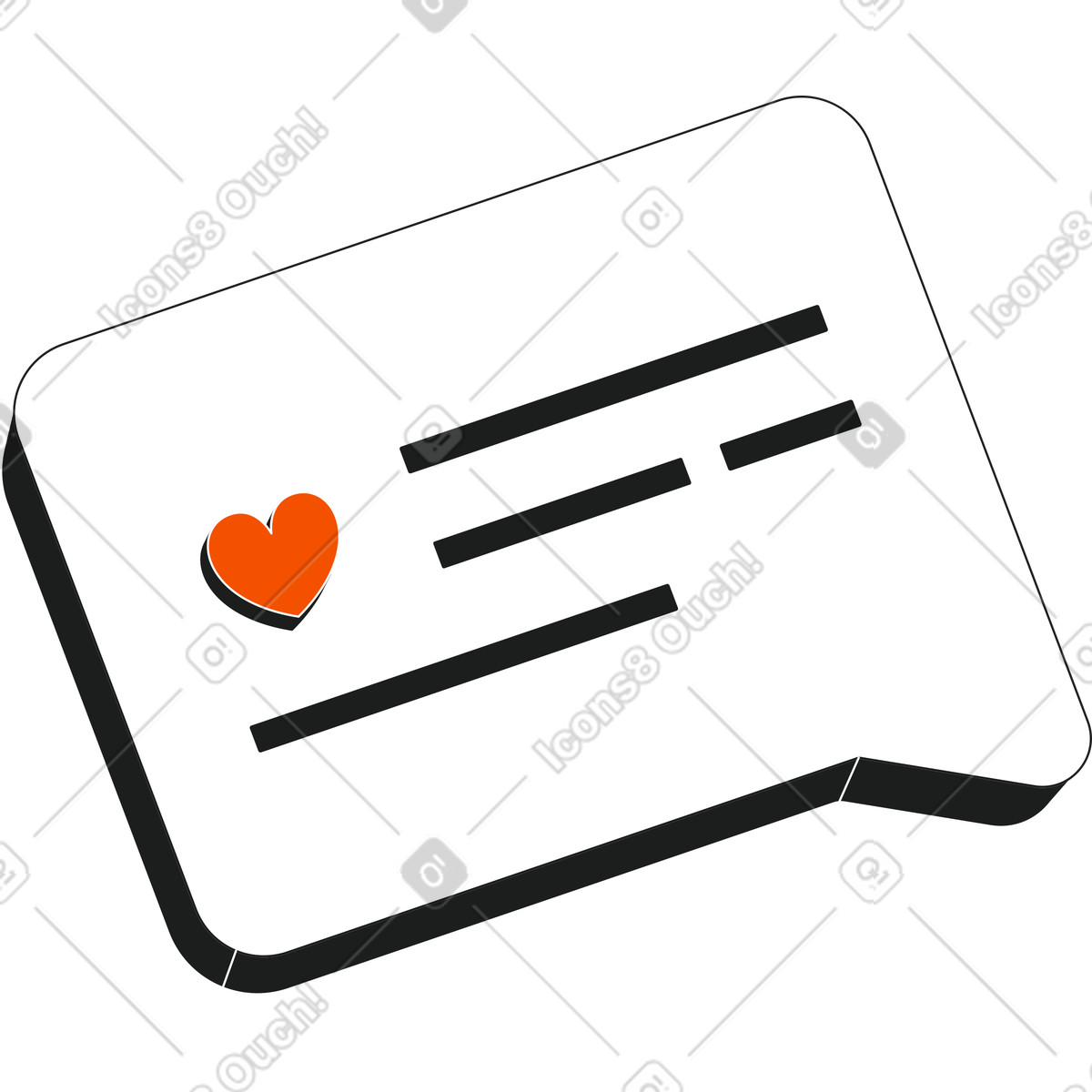 下载 Strict 风格的 讲话泡泡与心 插画，支持 PNG、SVG 格式