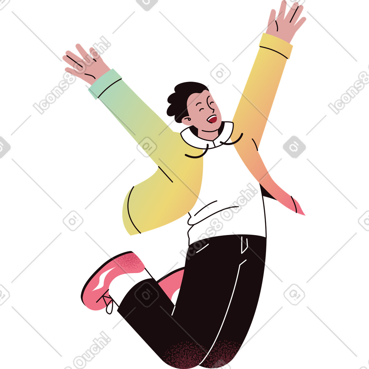 Ilustração de Homem feliz pulando em no estilo Delight para baixar em PNG, SVG