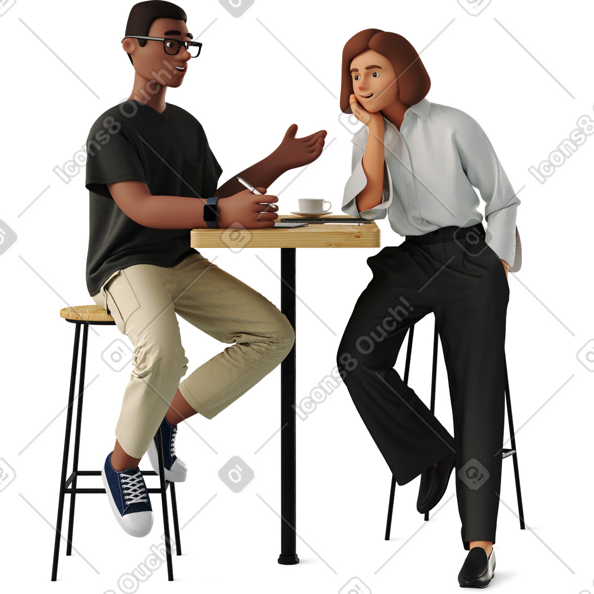 Ilustração de Man and woman working at the table em no estilo 3D Business para baixar em PNG, SVG