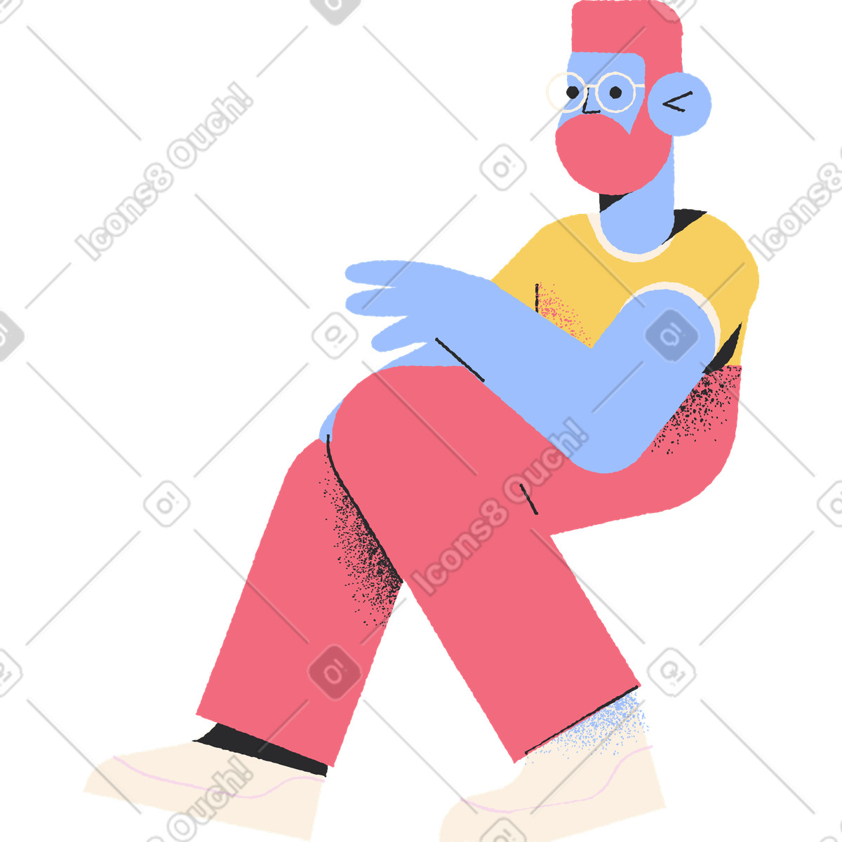 Ilustração de Homem sentado em no estilo Pablo para baixar em PNG, SVG