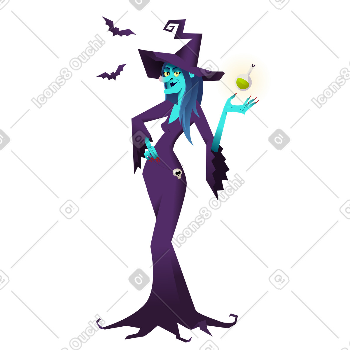 Halloween Party 스타일의 마녀와 마법의 물약 일러스트레이션 PNG, SVG 다운로드