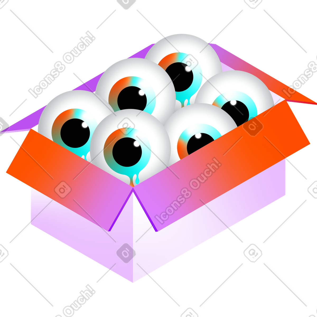 下载 Glare 风格的 有眼睛的等距盒子 插画，支持 PNG、SVG 格式
