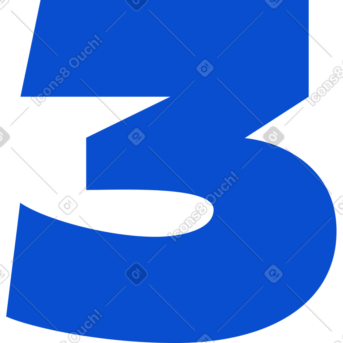 Number three illustration in Tiny style download in PNG, SVG