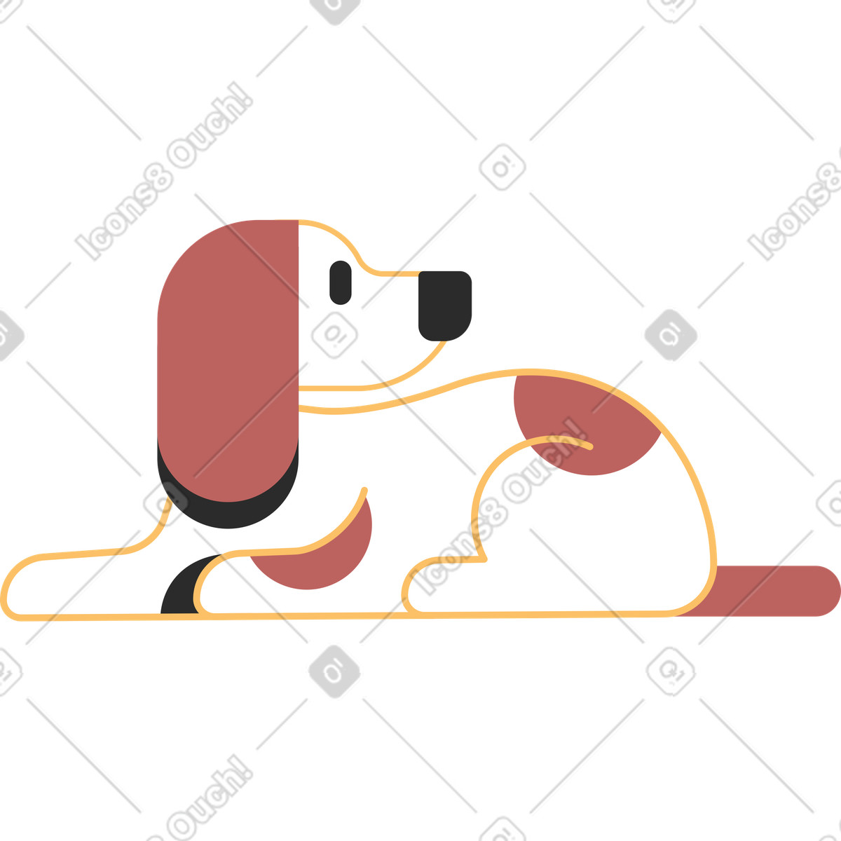 Lying spotted dog illustration in Marginalia style download in PNG, SVG