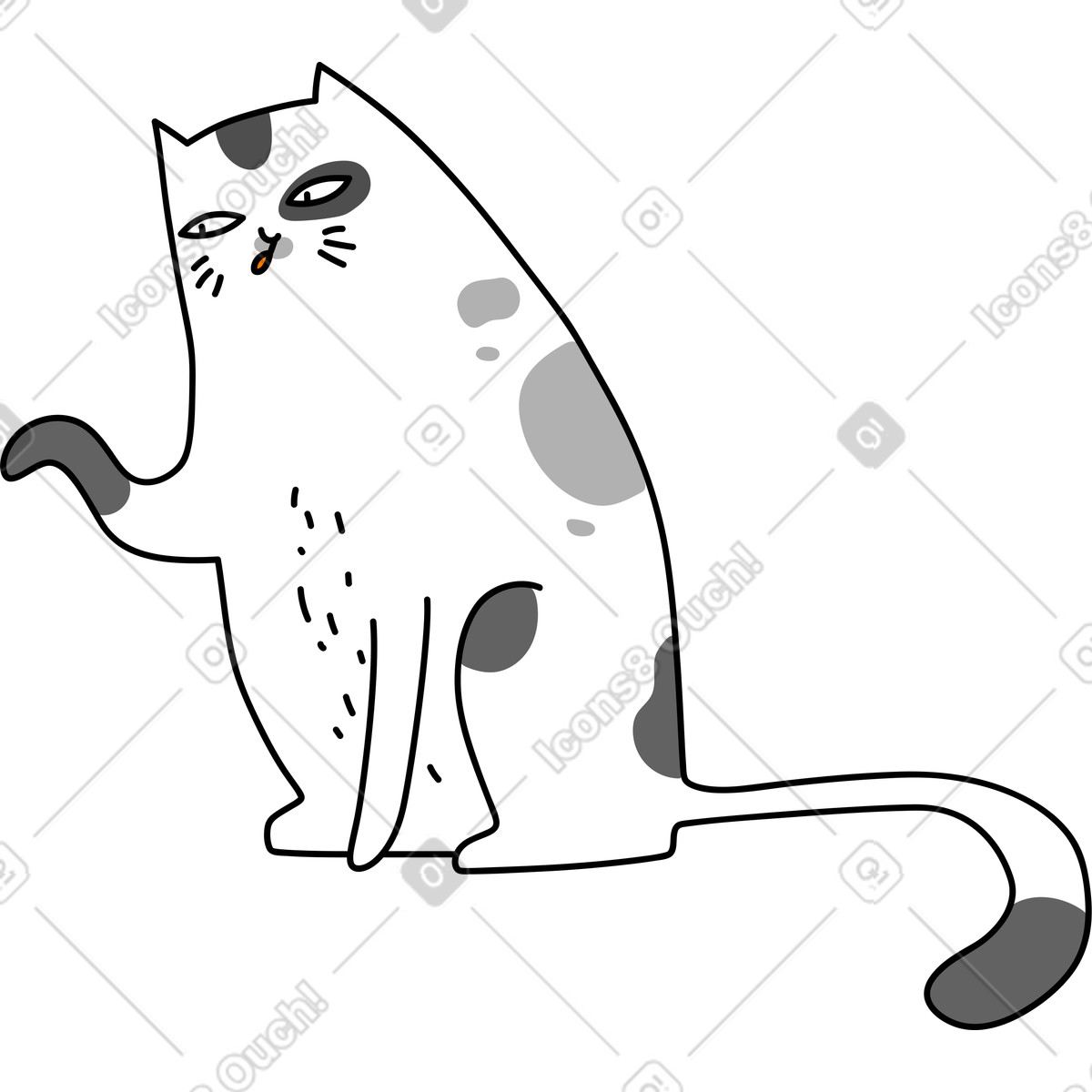 Sitting cat illustration in Purr style download in PNG, SVG