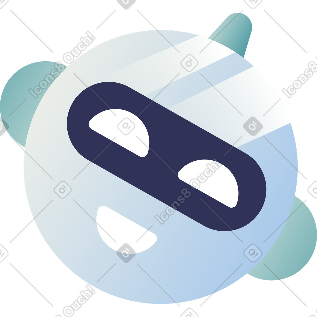 Robot head illustration in Beam style download in PNG, SVG