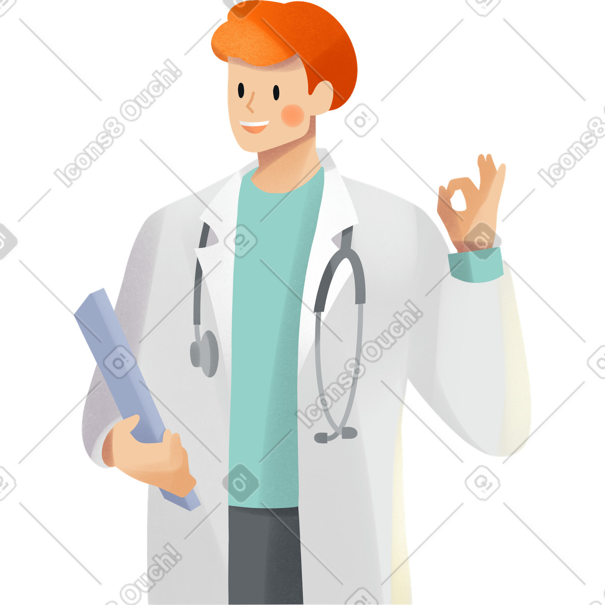 Ilustración Smiling young male doctor en estilo Shine a descargar en PNG y SVG