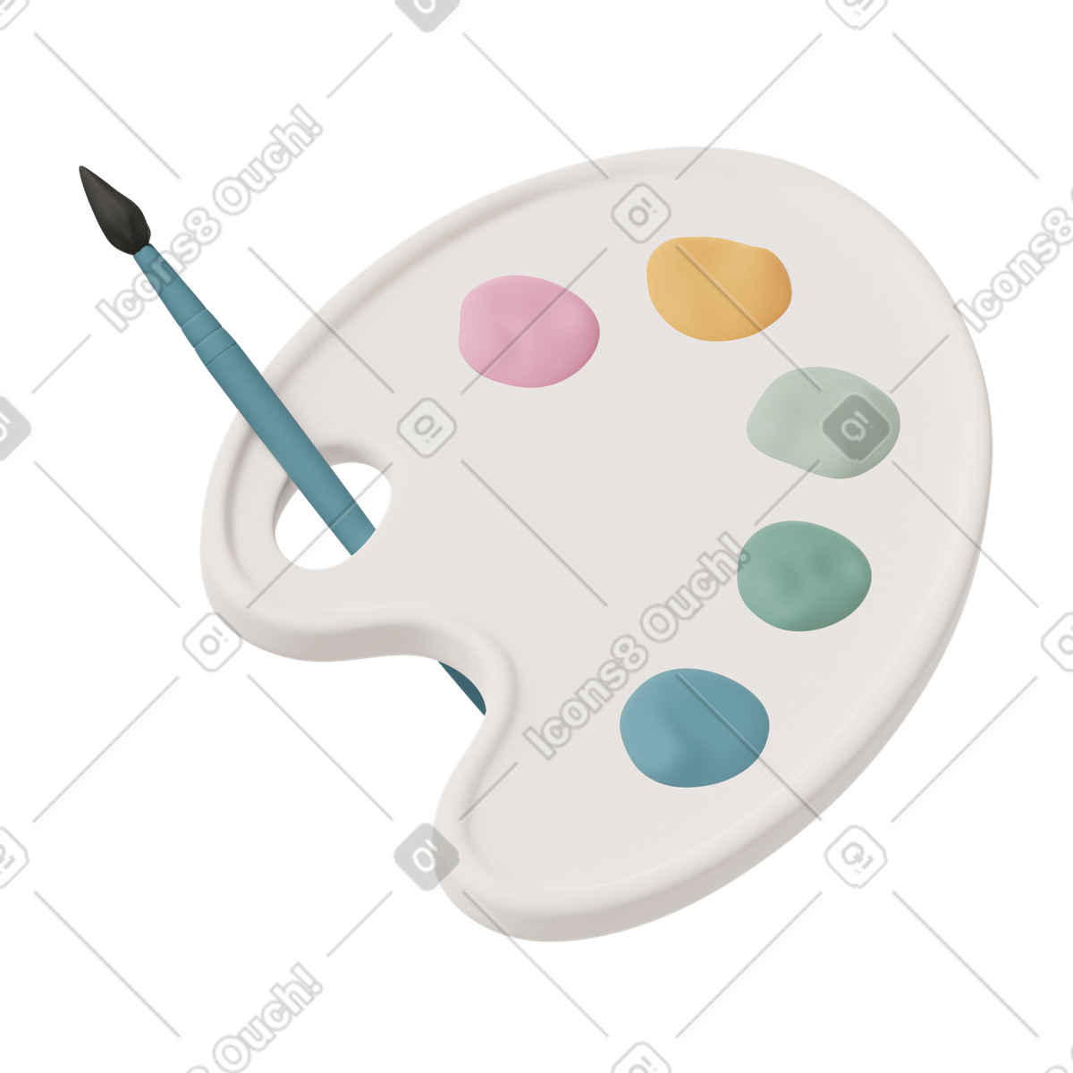 Color palette and brush illustration in 3D Casual life style download in PNG, SVG