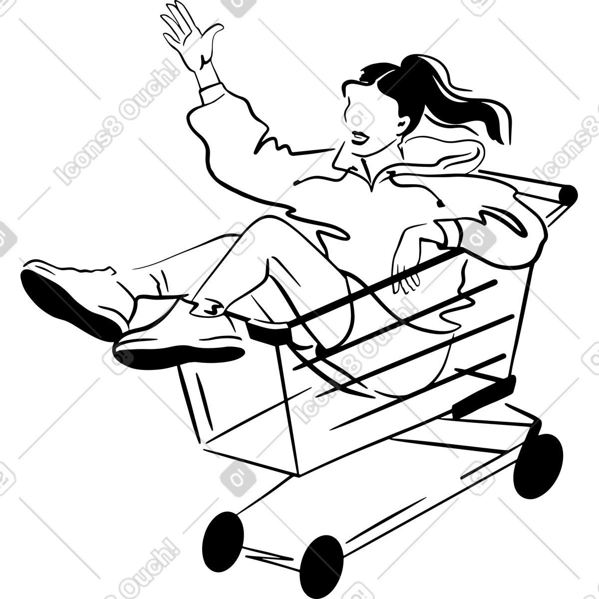 Illustration Femme dans un caddie le style Line à télécharger aux formats PNG, SVG